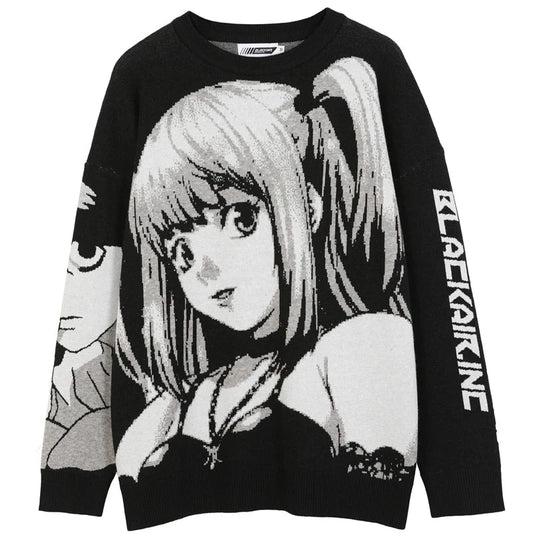 Death Note Knitted Cotton Pullover Sweater